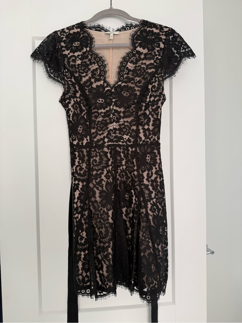 Joie Black Lace Dress with Nude Lining